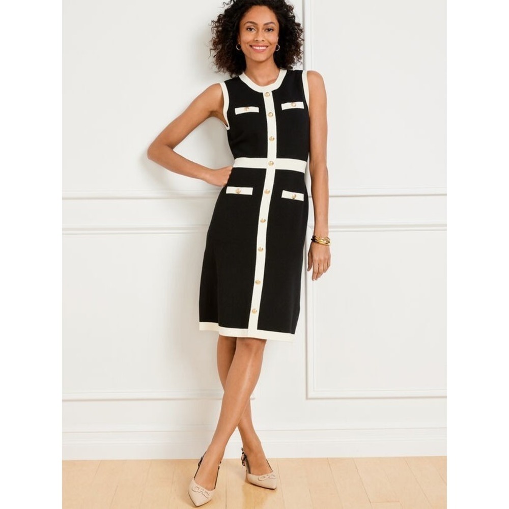 Talbots Sleeveless A-Line Sweater Dress Tipped 2X Old Money Classy Work Career